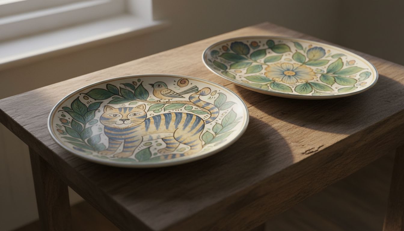 민화 핸드페인팅 까치호랑이 접시로 일상에 전통 예술을 담다